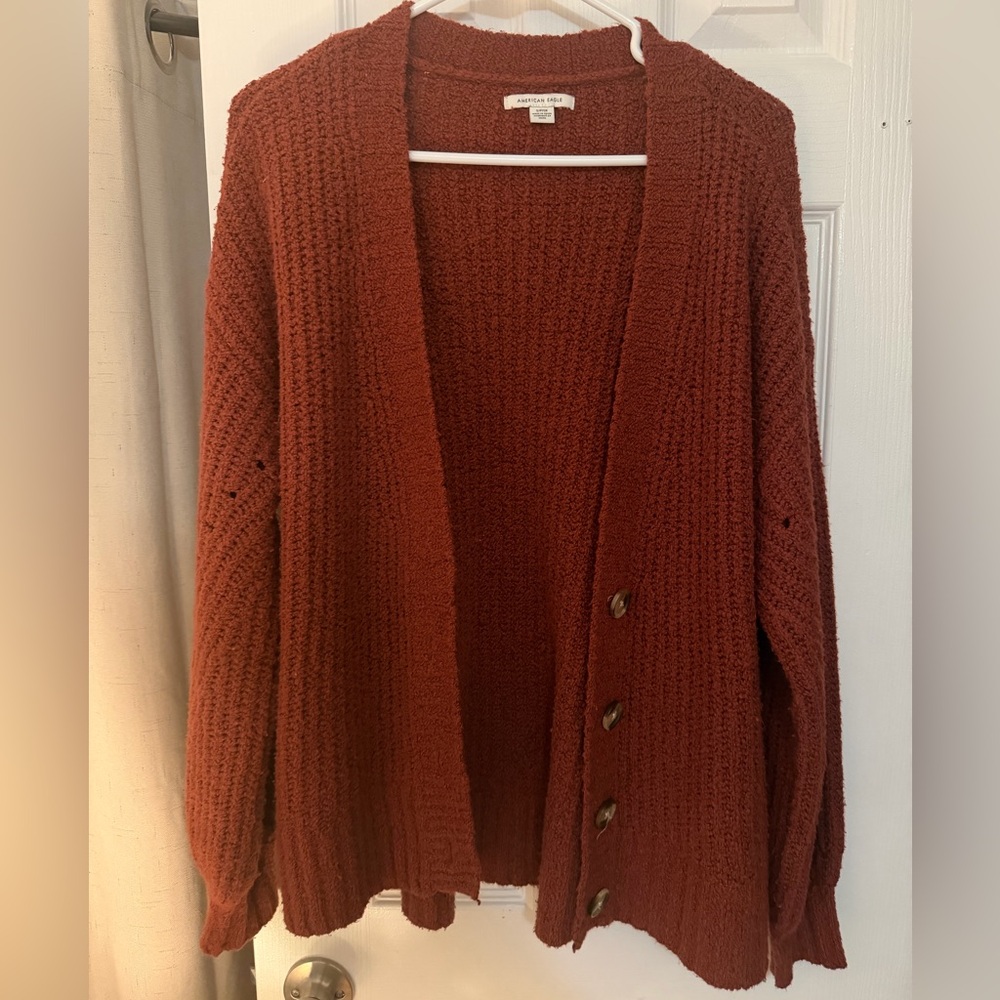 American Eagle Rust Cardigan Sweater